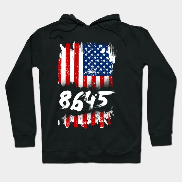 'Distressed Flag Anti Trump 8645' Anti-Trump Protest Gift Hoodie by ourwackyhome